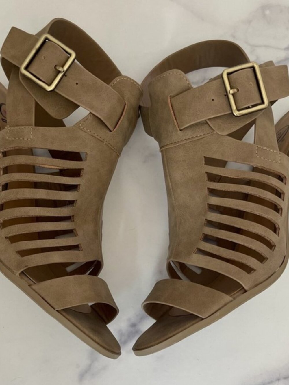 Soda Yummy Gladiator Cutout Stacked Heel Sandal